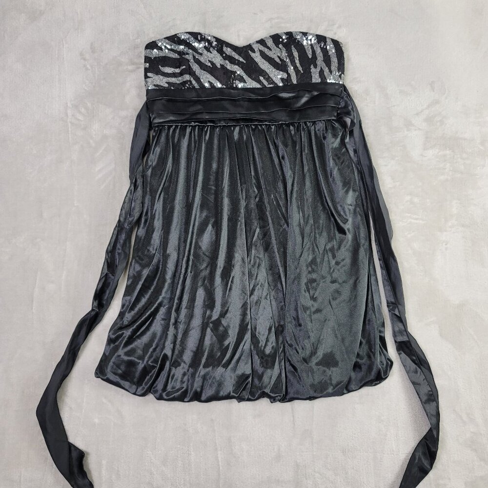 La Belle Vintage Black & Silver Sequin Animal Women's Cocktail Dress | Size M